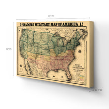Cargar imagen en el visor de la galería, Digitally Restored and Enhanced 1862 USA Map Canvas Art - Canvas Wrap Vintage Map of USA Wall Art - Old United States Map Print - Restored USA Map Poster - Bacon's Military Map of the United States