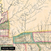 Cargar imagen en el visor de la galería, Digitally Restored and Enhanced 1820 Mississippi Map Canvas Art - Canvas Wrap Vintage State Map of Mississippi Wall Art - Historic Mississippi Poster - Old Mississippi State Map from Surveys
