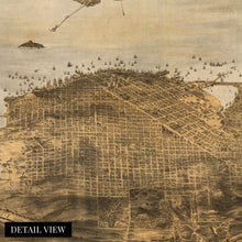 Load image into Gallery viewer, Digitally Restored and Enhanced 1876 San Francisco Canvas Art - Canvas Wrap Vintage Poster Map of San Francisco Poster - Old San Francisco Wall Art - Bird's Eye View of San Francisco City Map Poster
