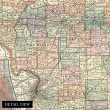 Load image into Gallery viewer, Digitally Restored and Enhanced 1891 Illinois Map Canvas Art - Canvas Wrap Vintage Illinois State Map Print - Old Map of Illinois Poster - Restored IL Map - Historic Illinois Wall Art Decor