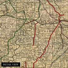 Load image into Gallery viewer, Digitally Restored and Enhanced 1888 Alabama Map Canvas Art - Canvas Wrap Vintage Alabama Map Print - Restored Alabama Wall Art - Old State of Alabama Map - Historic Wall Map of Alabama Poster