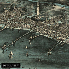 Load image into Gallery viewer, Digitally Restored and Enhanced 1910 Provincetown MA Cape Cod Canvas - Canvas Wrap Vintage Cape Cod Map of Provincetown - Old Bird's Eye View Map of Cape Cod Provincetown Massachusetts Wall Art Poster