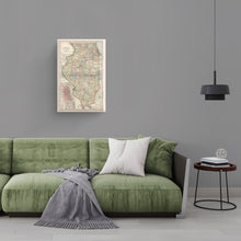 Load image into Gallery viewer, Digitally Restored and Enhanced 1891 Illinois Map Canvas Art - Canvas Wrap Vintage Illinois State Map Print - Old Map of Illinois Poster - Restored IL Map - Historic Illinois Wall Art Decor