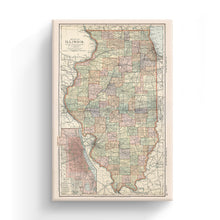 Load image into Gallery viewer, Digitally Restored and Enhanced 1891 Illinois Map Canvas Art - Canvas Wrap Vintage Illinois State Map Print - Old Map of Illinois Poster - Restored IL Map - Historic Illinois Wall Art Decor