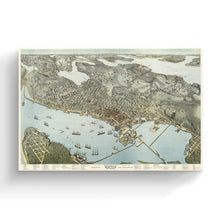 Load image into Gallery viewer, Digitally Restored and Enhanced 1891 Map of Seattle Canvas Art - Canvas Wrap Vintage Seattle Map Poster - Old Seattle Canvas - Bird's Eye View Map of Seattle & Environs King County Washington Wall Art Poster