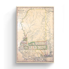 Cargar imagen en el visor de la galería, Digitally Restored and Enhanced 1820 Mississippi Map Canvas Art - Canvas Wrap Vintage State Map of Mississippi Wall Art - Historic Mississippi Poster - Old Mississippi State Map from Surveys