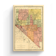 Load image into Gallery viewer, Digitally Restored and Enhanced 1893 Nevada Map Canvas Art - Canvas Wrap Vintage Nevada Wall Art - Historic Nevada Map Poster - Old Nevada Poster - Indexed County & Township Map of Nevada State