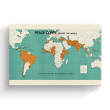 Load image into Gallery viewer, Digitally Restored and Enhanced 1966 World Map Canvas Art - Canvas Wrap Vintage World Map Poster - Historic World Map Wall Art - Old Map of the World Wall Map - Peace Corps Poster Around The World