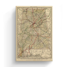 Load image into Gallery viewer, Digitally Restored and Enhanced 1888 Alabama Map Canvas Art - Canvas Wrap Vintage Alabama Map Print - Restored Alabama Wall Art - Old State of Alabama Map - Historic Wall Map of Alabama Poster