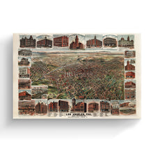 Cargar imagen en el visor de la galería, Digitally Restored and Enhanced 1891 Los Angeles - Canvas Wrap Vintage Map of Los Angeles Wall Art - Old Los Angeles Poster - Map of Los Angeles California Showing Population of City & Environs