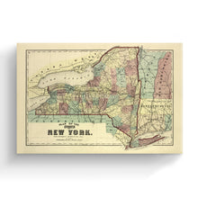 Load image into Gallery viewer, Digitally Restored and Enhanced 1875 New York Map Canvas Art - Canvas Wrap Vintage Map of New York Wall Art - Old New York Poster - Restored Map of NY State - Plan of the State of New York Map Poster