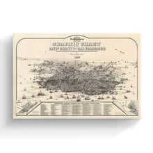 Cargar imagen en el visor de la galería, Digitally Restored and Enhanced 1875 San Francisco Canvas - Canvas Wrap Vintage Map of San Francisco Wall Art - Old San Francisco Poster - Graphic Chart of the City & County of San Francisco Map Print