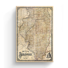 Cargar imagen en el visor de la galería, Digitally Restored and Enhanced 1861 Illinois Map Canvas Art - Canvas Wrap Vintage Illinois State Map - Old Map of Illinois Wall Art - Historic Illinois Map Print - Sectional Map of Illinois Poster