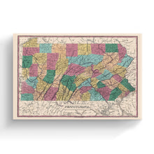 Load image into Gallery viewer, Digitally Restored and Enhanced 1829 Pennsylvania Map Canvas - Canvas Wrap Vintage Pennsylvania Map Poster - Old Pennsylvania - Historic Map of Pennsylvania State - Restored Pennsylvania Wall Art