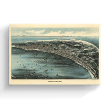 Load image into Gallery viewer, Digitally Restored and Enhanced 1910 Provincetown MA Cape Cod Canvas - Canvas Wrap Vintage Cape Cod Map of Provincetown - Old Bird's Eye View Map of Cape Cod Provincetown Massachusetts Wall Art Poster