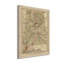 Load image into Gallery viewer, Digitally Restored and Enhanced 1888 Map of Alabama - Framed Vintage Alabama Map - Old Alabama Wall Art - Historic State of Alabama Map Print ​- Restored Wall Map of Alabama Poster