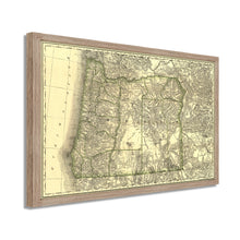 Cargar imagen en el visor de la galería, Digitally Restored and Enhanced 1876 Oregon Map Poster - Framed Vintage Oregon Map Print - Historic Oregon Wall Art - Old Map of Oregon State - Restored Indexed Map of Oregon Poster