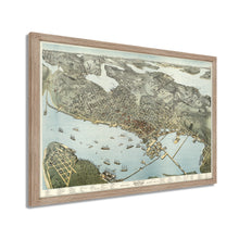 Cargar imagen en el visor de la galería, Digitally Restored and Enhanced 1891 Seattle Map Poster - Framed Vintage Seattle Map Wall Art - Old Seattle Map Art - Bird's Eye View of Seattle & Environs King County Washington