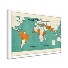 Load image into Gallery viewer, Digitally Restored and Enhanced 1966 World Map Poster - Framed Vintage World Map Wall Art - Old Map of The World - Historic World Wall Map - Peace Corps Poster Around The World