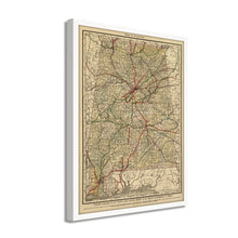 Load image into Gallery viewer, Digitally Restored and Enhanced 1888 Map of Alabama - Framed Vintage Alabama Map - Old Alabama Wall Art - Historic State of Alabama Map Print ​- Restored Wall Map of Alabama Poster