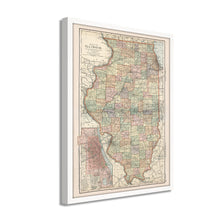 Load image into Gallery viewer, Digitally Restored and Enhanced 1891 Illinois Map Poster - Framed Vintage Map of Illinois Poster - Old Illinois State Map - Historic IL Map - Restored Map of Illinois Wall Art