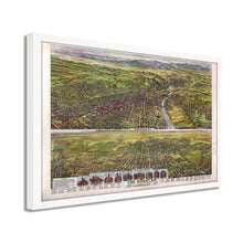 Load image into Gallery viewer, Digitally Restored and Enhanced 1894 Los Angeles Map Poster - Framed Vintage Map of Los Angeles California - Old Los Angeles Wall Art - Bird's Eye View of Los Angeles City Map Print