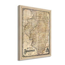 Cargar imagen en el visor de la galería, Digitally Restored and Enhanced 1861 Illinois State Map - Framed Vintage Map of Illinois Wall Art - Old State of Illinois Map Poster - Sectional Map of the State of Illinois Poster