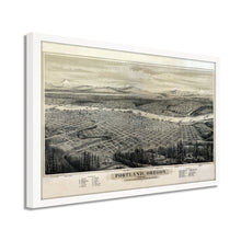 Cargar imagen en el visor de la galería, Digitally Restored and Enhanced 1879 Portland Oregon Map - Framed Vintage Oregon Map - Restored Map of Oregon - Old Bird's Eye View Map of Portland Oregon Wall Art Poster Print