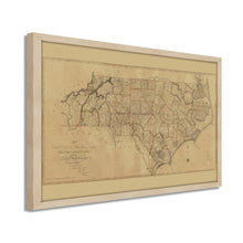 Load image into Gallery viewer, Digitally Restored and Enhanced 1808 State Map of North Carolina - Black Framed Vintage Wall Map of North Carolina - Old NC Map Poster - First Actual Survey of North Carolina Wall Art