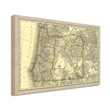 Cargar imagen en el visor de la galería, Digitally Restored and Enhanced 1876 Oregon Map Poster - Framed Vintage Oregon Map Print - Historic Oregon Wall Art - Old Map of Oregon State - Restored Indexed Map of Oregon Poster