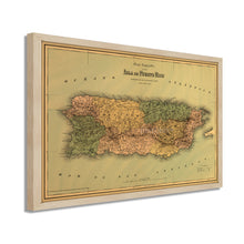 Load image into Gallery viewer, Digitally Restored and Enhanced 1886 Puerto Rico Map Poster - 17x25 Inch Black Framed Vintage Map of Puerto Rico Wall Art - Old Mapa de Puerto Rico - Restored Wall Map of Puerto Rico Poster
