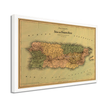 Cargar imagen en el visor de la galería, Digitally Restored and Enhanced 1886 Puerto Rico Map Poster - 17x25 Inch Black Framed Vintage Map of Puerto Rico Wall Art - Old Mapa de Puerto Rico - Restored Wall Map of Puerto Rico Poster