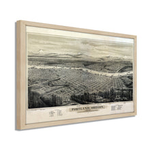 Cargar imagen en el visor de la galería, Digitally Restored and Enhanced 1879 Portland Oregon Map - Framed Vintage Oregon Map - Restored Map of Oregon - Old Bird's Eye View Map of Portland Oregon Wall Art Poster Print