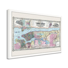 Load image into Gallery viewer, Digitally Restored and Enhanced 1857 Map of New York State Poster -Framed Vintage New York Map Art - Restored Map of NY - Old New York Wall Art - Historic New York State Map Print