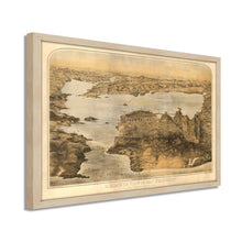 Cargar imagen en el visor de la galería, Digitally Restored and Enhanced 1876 San Francisco Map - Framed Vintage Poster Map of San Francisco Wall Art - Old San Francisco Map Print - Bird's Eye View of San Francisco Poster