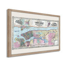 Load image into Gallery viewer, Digitally Restored and Enhanced 1857 Map of New York State Poster -Framed Vintage New York Map Art - Restored Map of NY - Old New York Wall Art - Historic New York State Map Print