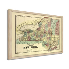 Load image into Gallery viewer, Digitally Restored and Enhanced 1875 New York Map Poster - Framed Vintage Map of New York Wall Art - Old Map of NY - Historic New York Map Print - Plan of the Map of New York State
