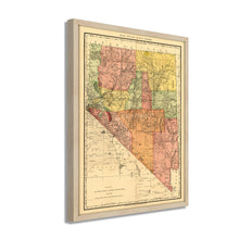 Load image into Gallery viewer, Digitally Restored and Enhanced 1893 Nevada Map Poster - Framed Vintage Map of Nevada Wall Art - Restored Nevada Poster - Old Indexed County & Township Map The of State of Nevada