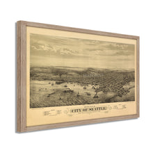 Load image into Gallery viewer, Digitally Restored and Enhanced 1878 Seattle Map Poster - Framed Vintage Map of Seattle Wall Art - Old Seattle Wall Map - Bird's Eye View of Seattle Puget Sound Washington Territory