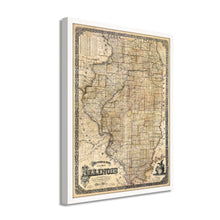 Cargar imagen en el visor de la galería, Digitally Restored and Enhanced 1861 Illinois State Map - Framed Vintage Map of Illinois Wall Art - Old State of Illinois Map Poster - Sectional Map of the State of Illinois Poster