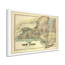 Load image into Gallery viewer, Digitally Restored and Enhanced 1875 New York Map Poster - Framed Vintage Map of New York Wall Art - Old Map of NY - Historic New York Map Print - Plan of the Map of New York State