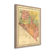 Load image into Gallery viewer, Digitally Restored and Enhanced 1893 Nevada Map Poster - Framed Vintage Map of Nevada Wall Art - Restored Nevada Poster - Old Indexed County & Township Map The of State of Nevada