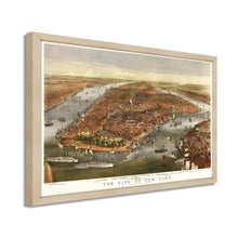 Load image into Gallery viewer, Digitally Restored and Enhanced 1870 New York City Map - Framed Vintage New York Map - Old New York City Wall Art - Restored Wall Map of New York City Poster - Historic NYC Map