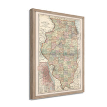Load image into Gallery viewer, Digitally Restored and Enhanced 1891 Illinois Map Poster - Framed Vintage Map of Illinois Poster - Old Illinois State Map - Historic IL Map - Restored Map of Illinois Wall Art