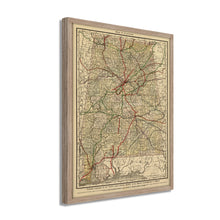 Load image into Gallery viewer, Digitally Restored and Enhanced 1888 Map of Alabama - Framed Vintage Alabama Map - Old Alabama Wall Art - Historic State of Alabama Map Print ​- Restored Wall Map of Alabama Poster