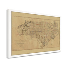 Load image into Gallery viewer, Digitally Restored and Enhanced 1808 State Map of North Carolina - Black Framed Vintage Wall Map of North Carolina - Old NC Map Poster - First Actual Survey of North Carolina Wall Art