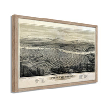 Cargar imagen en el visor de la galería, Digitally Restored and Enhanced 1879 Portland Oregon Map - Framed Vintage Oregon Map - Restored Map of Oregon - Old Bird's Eye View Map of Portland Oregon Wall Art Poster Print