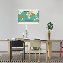 Load image into Gallery viewer, Digitally Restored and Enhanced 1966 World Map Poster - Framed Vintage World Map Wall Art - Old Map of The World - Historic World Wall Map - Peace Corps Poster Around The World