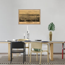 Cargar imagen en el visor de la galería, Digitally Restored and Enhanced 1879 Portland Oregon Map Print - Framed Vintage Portland Map - Old Bird's Eye View of Map of Portland City Wall Art Indexed for Points of Interest