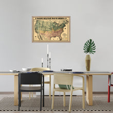 Load image into Gallery viewer, Digitally Restored and Enhanced 1862 USA Map Poster - Framed Vintage Map of USA Wall Art - Old United States Map Print - Restored Bacon's Military Map of the United States of America
